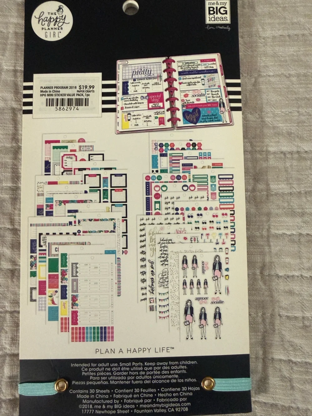 Happy Planner Socialite Mini Planner Sticker Book - Teal, Pink & Navy Accents